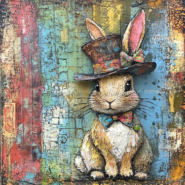 Easter Sign, Bunny in Hat,, DCO-12703, Sign For Wreath, 10x10